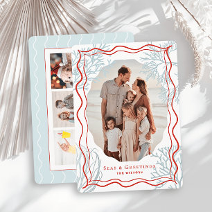 Cartão De Festividades Marés & Saudações Coral 4 Foto Natal
