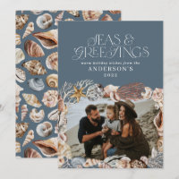 Mares tropicais de Natal quente saudações azul-fot