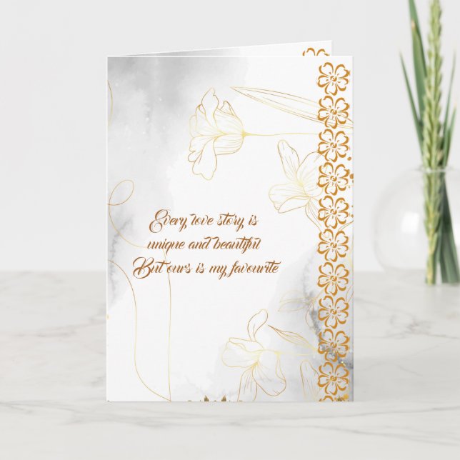 Cartão De Festividades Marido Romântico Esposa Amor Citação Floral Namora (Frente)