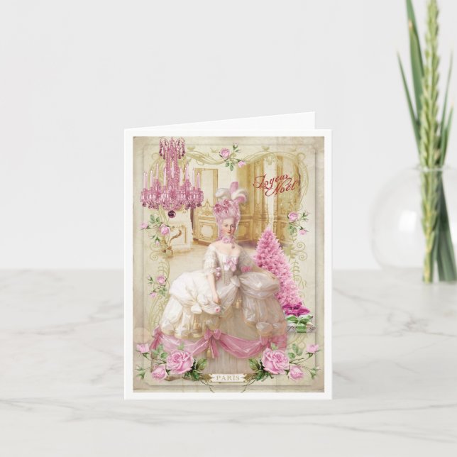 Cartão De Festividades Marie Antoinette  Versailles Pink Christmas Card (Frente)