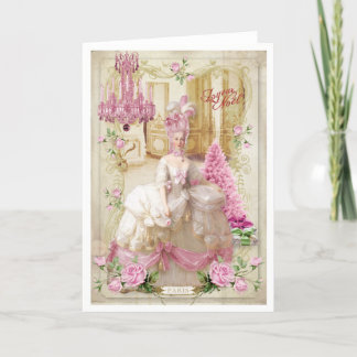 Cartão De Festividades Marie Antoinette Versailles Pink Christmas Card