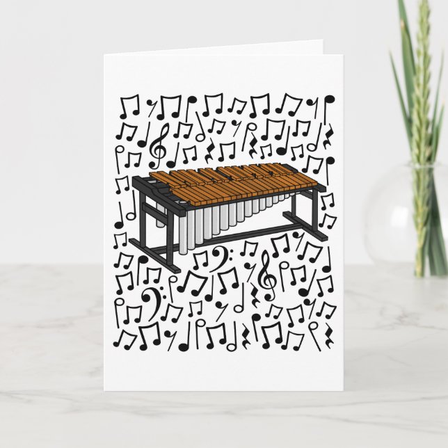 Cartão De Festividades Marimba Musical Notes Músico Perseguidor (Frente)