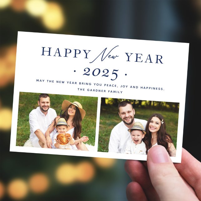 Cartão De Festividades Marinho Blue Chic 2023 Feliz ano novo 2 Foto (Criador carregado)