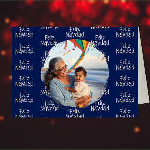 Cartão De Festividades Marinho Blue Feliz Navidad Foto Espanhola