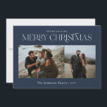 Cartão De Festividades Marinho botânico de cor aquática do Natal 2<br><div class="desc">Feliz Natal,  moderno e elegante,  cor d'água seca,  cor botânica,  cor mutada,  cores azuis marinho,  feriado 2,  foto cartão de Natal.</div>