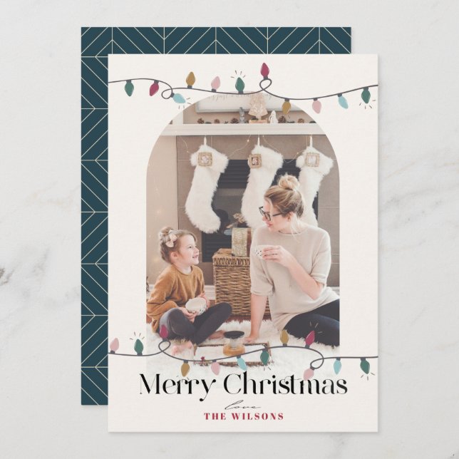 Cartão De Festividades Marinho de Natal do Arch 4 (Frente/Verso)