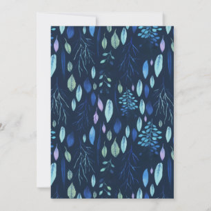 Cartão De Festividades Marinho Escuro Azul Botânico Deixa Aquarela Jardi