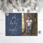 Cartão De Festividades Marinho Oh Santa Noite - Foto de Natal<br><div class="desc">com a letra "oh sagrada noite" com o nome e a foto</div>
