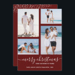 Cartão De Festividades Maroon de Fotos Múltiplas de Natal Feliz<br><div class="desc">Carregue as suas 4 fotografias favoritas neste Cartões de foto de Natal que apresenta a sua saudação em caracteres quicos num cartão de fundo de marrom (ou qualquer cor). Selecione Matte para o papel mais pesado e High Definition para obter a melhor qualidade de foto. MAIS CORES feitas para você...</div>