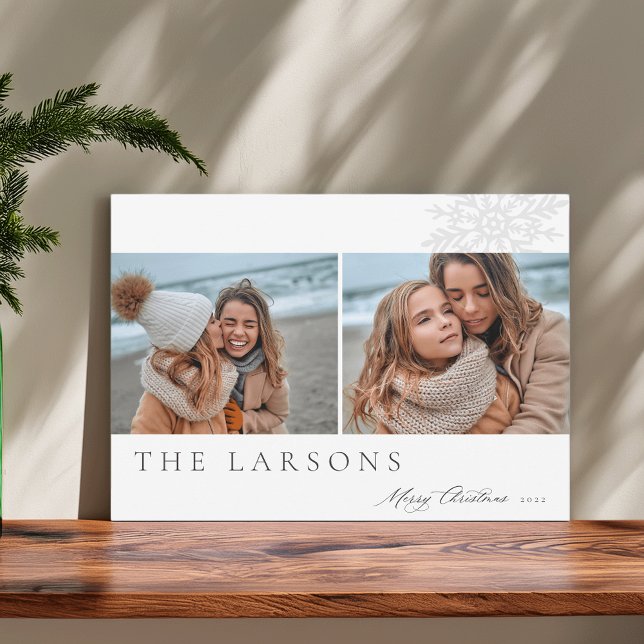Cartão De Festividades Marquee da Família | Feliz Natal Duas Foto (Criador carregado)