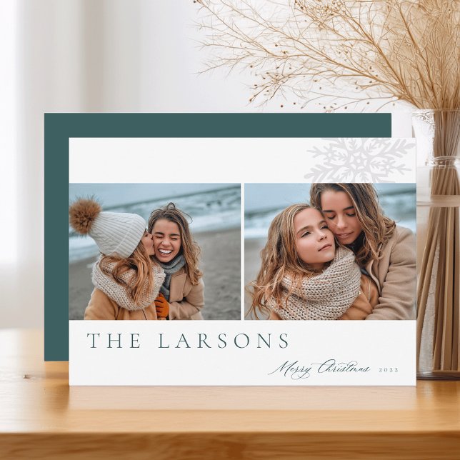 Cartão De Festividades Marquee da Família | Feliz Natal Duas Foto (Criador carregado)