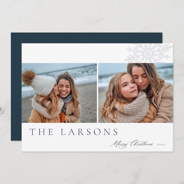 Cartão De Festividades Marquee da Família | Feliz Natal Duas Foto (Frente/Verso)