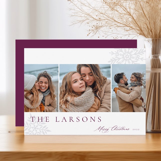 Cartão De Festividades Marquee da Família | Feliz Natal Três Foto (Criador carregado)