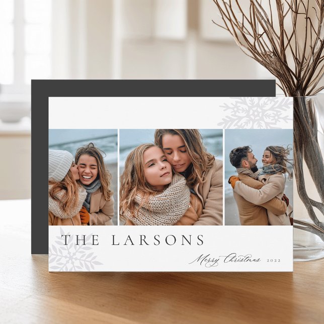 Cartão De Festividades Marquee da Família | Feliz Natal Três Foto (Criador carregado)