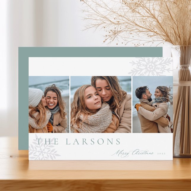 Cartão De Festividades Marquee da Família | Feliz Natal Três Foto (Criador carregado)