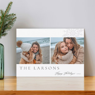 Cartão De Festividades Marquee da Família   Feriados Felizes Duas Fotogra