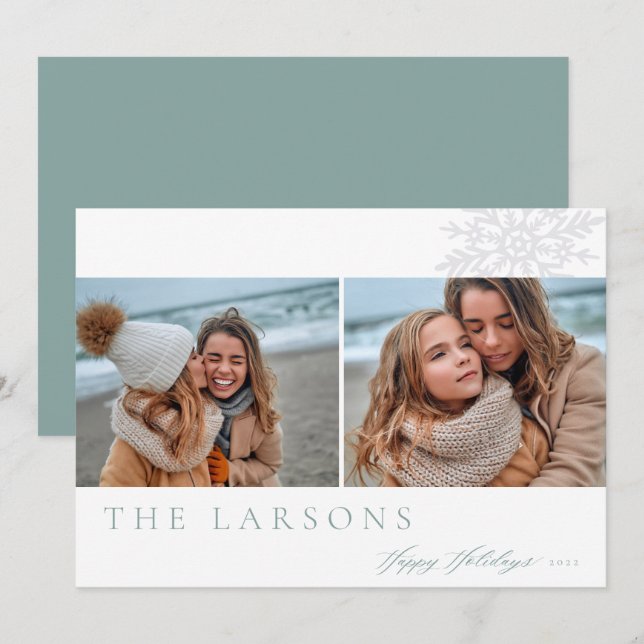 Cartão De Festividades Marquee da Família | Feriados Felizes Duas Fotogra (Frente/Verso)