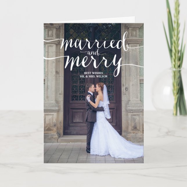 CARTÃO DE FESTIVIDADES MARRIED AND MERRY HOLIDAY PHOTO GREETING CARD (Frente)