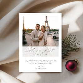 Cartão De Festividades Married & Bright Elegant Script Newlywed Photo
