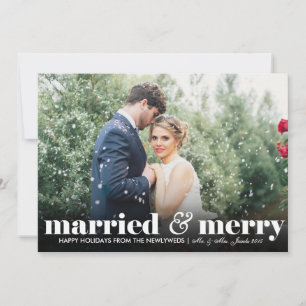 Cartão De Festividades Married & Merry Weddings Christmas