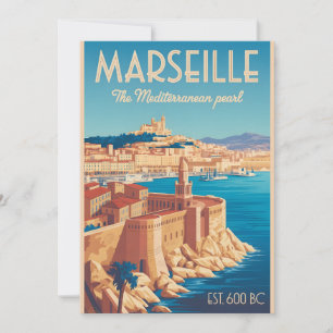 Cartão De Festividades Marseille França Paisagem Urbana Estilo Retrô Viag