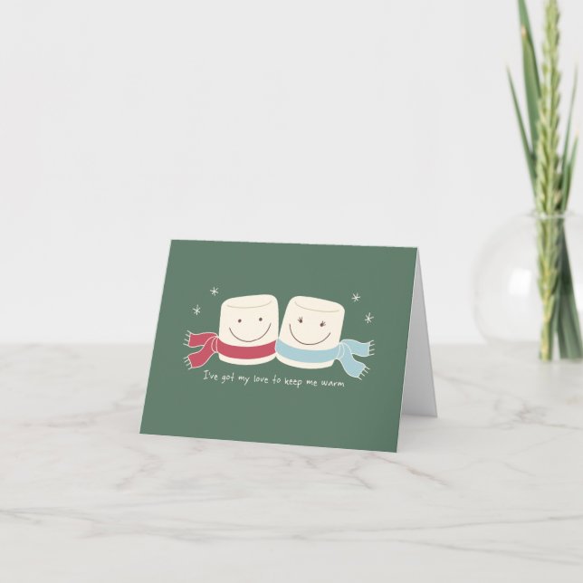 Cartão De Festividades Marshmallow Love Holiday Greeting Card (Frente)