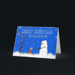 Cartão De Festividades Marshmallow (Snowman)Granddaughter-Christmas-Humor<br><div class="desc">Fun greeting with a marshmallow snowman roasting marshmallows over an open fire on snowy day.  See matching mug and other cards in  different categories.</div>