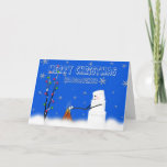 Cartão De Festividades Marshmallow (Snowman)Granddaughter-Christmas-Humor<br><div class="desc">Fun greeting with a marshmallow snowman roasting marshmallows over an open fire on snowy day.  See matching mug and other cards in  different categories.</div>