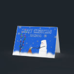 Cartão De Festividades Marshmallow (Snowman) Grandson-Christmas-Humor<br><div class="desc">Fun greeting with a marshmallow snowman roasting marshmallows over an open fire on snowy day.  See matching mug and other cards in  different categories.</div>