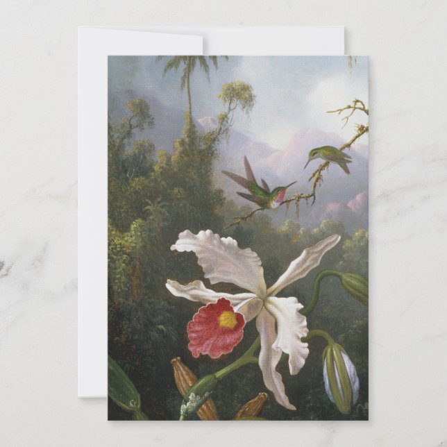 Cartão De Festividades Martin Johnson Heade - Dois beija-flores (Frente)