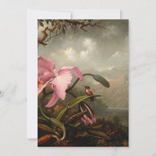 Cartão De Festividades Martin Johnson Heade - Orquídea E Hummingbird (Frente)