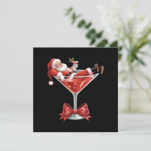 Cartão De Festividades Martini de Natal Bagunçado do Papai Noel Engraçado