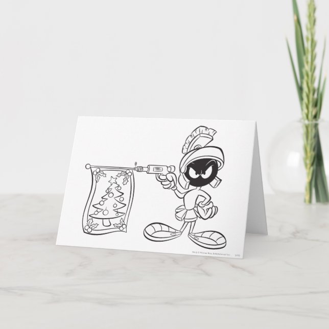 Cartão De Festividades MARVIN THE MARTIAN™ Christmas Tree Pop Gun (Frente)