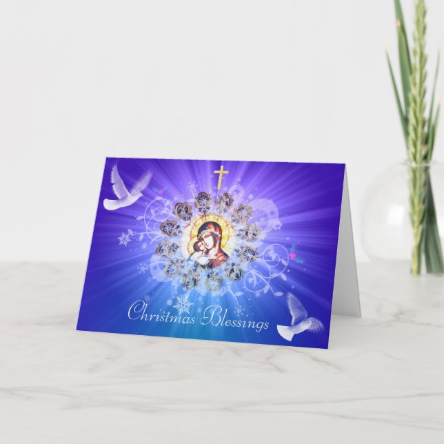 Cartão De Festividades Mary e Jesus (Frente)