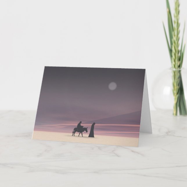 Cartão De Festividades Mary e Joseph no luar (Frente)