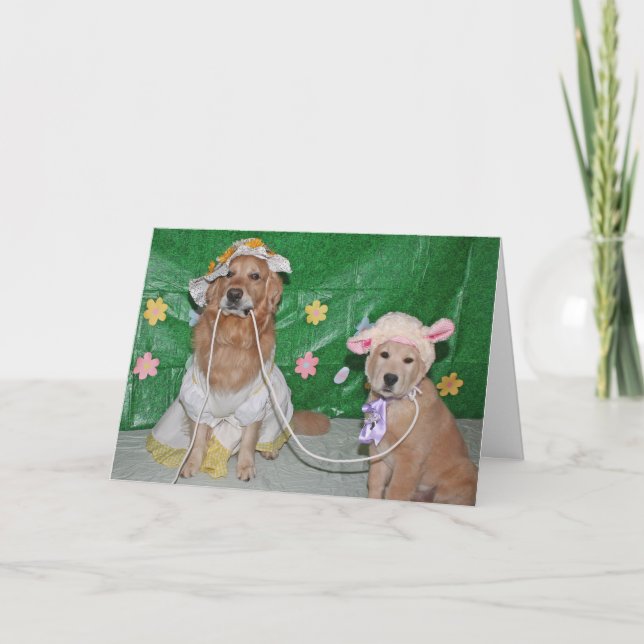 Cartão De Festividades Mary Had a Little Golden for Easter (Frente)