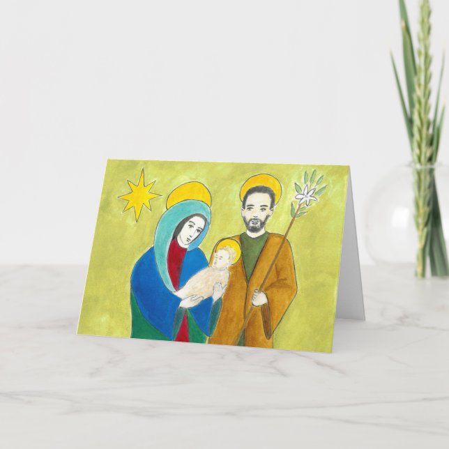 Cartão De Festividades Mary, Joseph and baby Jesus Christmas card. (Frente)