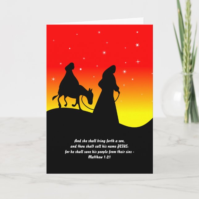 Cartão De Festividades Mary & Joseph, Escritura de Bíblia Versa (Frente)