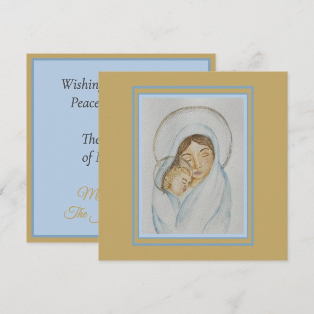 Cartão De Festividades Mary’s Mantle & Child Christmas Flat Card (Frente/Verso)