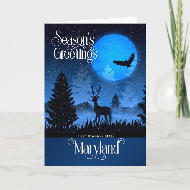 Cartão De Festividades Maryland The Free State Woodland Deer (Frente)