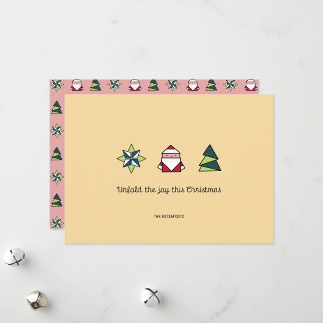 Cartão De Festividades Marzipan Origami Natal (Frente/Verso In Situ)