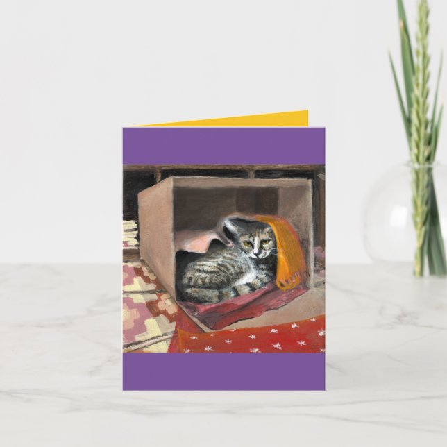 Cartão De Festividades Mas preciso desta caixa! Macavity do Gatinho de Na (Frente)