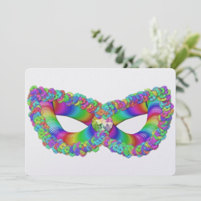 Cartão De Festividades Máscara de Purim Vashti, coroa floral rainha (Em pé/Frente)