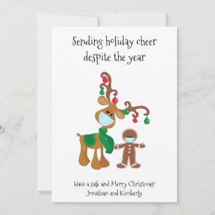 Cartão De Festividades Máscara Facial de Renas que Transmitem Alegria Nat