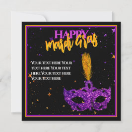 Cartão De Festividades Máscara personalizada violeta e laranja faíscas Ma