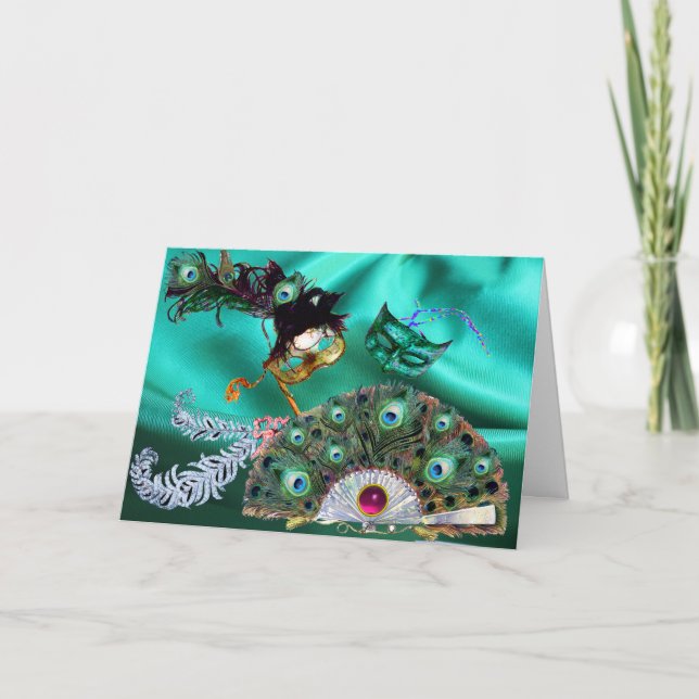 CARTÃO DE FESTIVIDADES MÁSCARAS DE MASCARADA DE VALENTINE DAY, VENTILADOR (Frente)