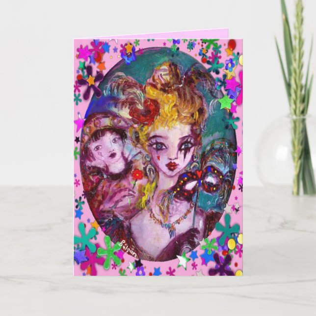 Cartão De Festividades MÁSCARAS E CONFETTI DE MASCARADA VENETINA namorado (Frente)