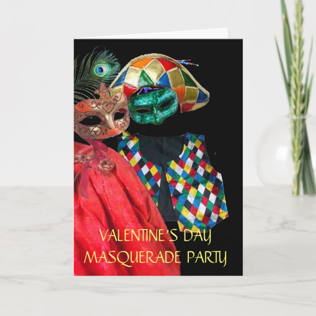 Cartão De Festividades MÁSCARAS MASCARADA dia de os namorados, CUSTO DE H (Frente)