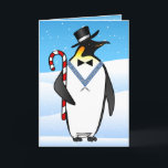 Cartão De Festividades Masonic Christmas Cards | Freemason Happy Holidays<br><div class="desc">Truly fun and unique masonic Christmas cards that can be personalized by you! Surprise friends and family this year with this creative masonic happy holidays card that depicts an illustrated black and white penguin in a tuxedo and top hat holding a red and white candy cane in a winter wonder...</div>