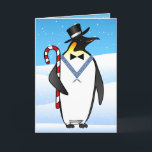 Cartão De Festividades Masonic Christmas Cards | Freemason Happy Holidays<br><div class="desc">Truly fun and unique masonic Christmas cards that can be personalized by you! Surprise friends and family this year with this creative masonic happy holidays card that depicts an illustrated black and white penguin in a tuxedo and top hat holding a red and white candy cane in a winter wonder...</div>